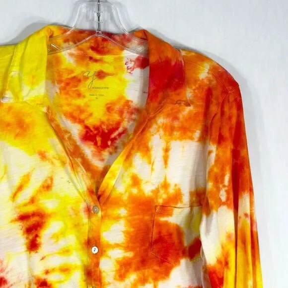 AJ Andrea Jovine XL Top Sunrise Sensations Tie Dye Orange‎ Yellow Handmade 1328 - Picture 4 of 11